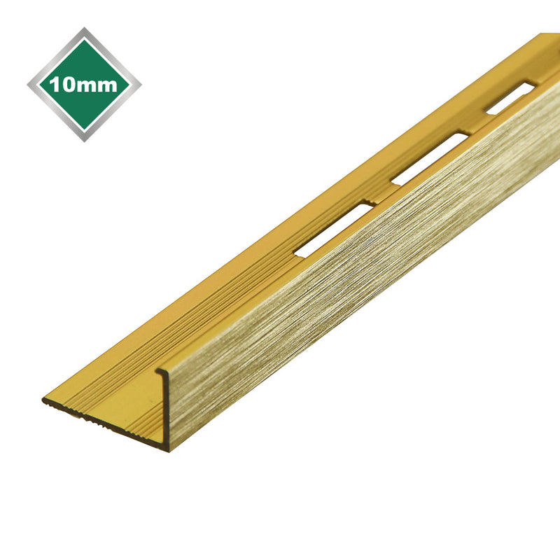 Tile Rite  Brushed Gold/Brass Tile Trim 2.44m (10mm-12mm)