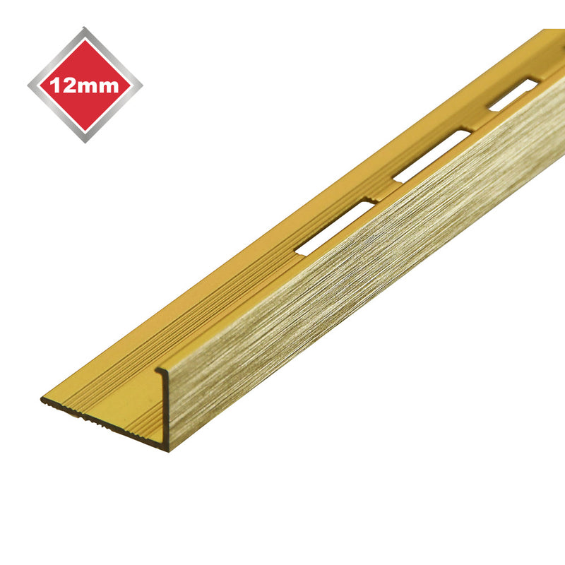 Tile Rite  Brushed Gold/Brass Tile Trim 2.44m (10mm-12mm)